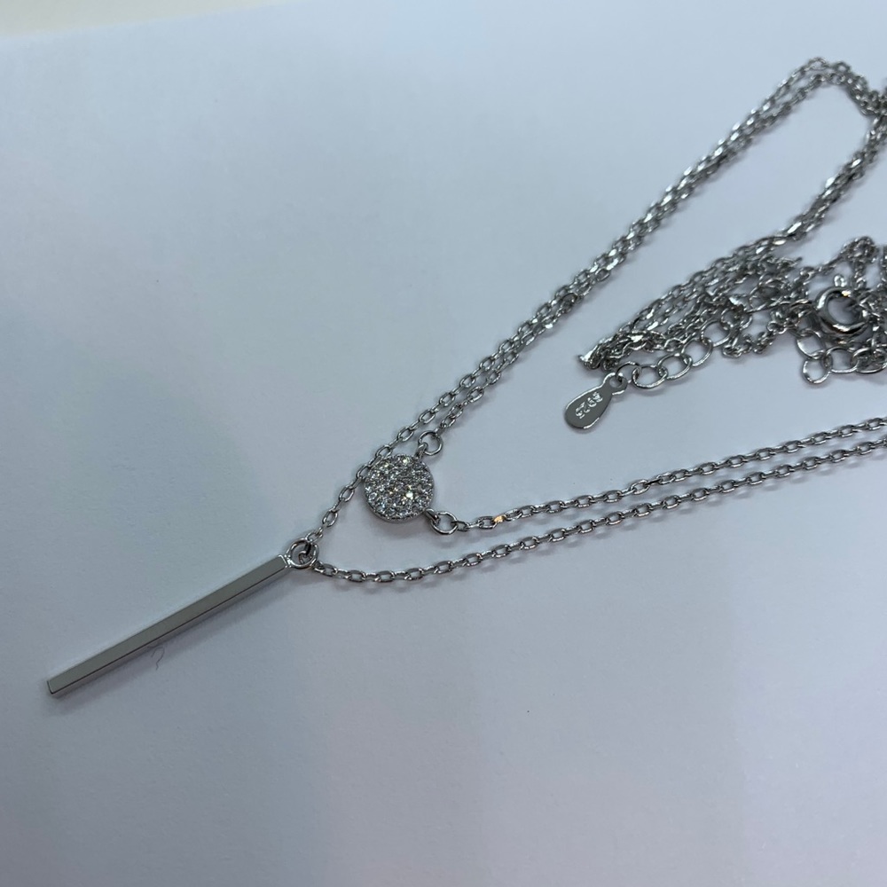 🌟 New! Sterling Silver 925 CZ Double Layer Necklaces - Picture 6 of 6